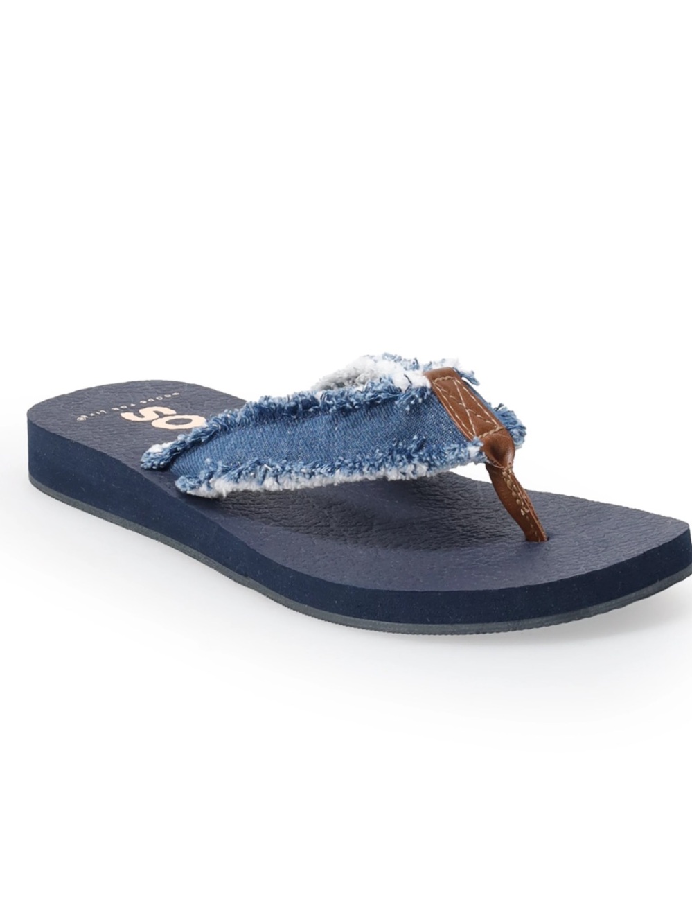 SO Bloomfield Thong Sandals Blue Denim Platform Flip Flops Women US 5 Boho Y2K